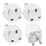 LUKELI 4 Pack UK to India Plug Adapter India Travel Adapter Maldives Plug Adapter for Indian Pakistan Sri Lanka,Burma,Maldives Iraq Nepal Yemen Zambia (White 4 Pack)