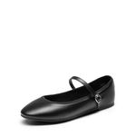 DREAM PAIRS Women's Ballet Flats Mary Jane Shoes，Round Toe Comfortable Dressy Shoes with Buckled Ankle Strap,Size 9,Black-PU,SDFA2441W