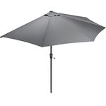 CHRISTOW 2.7m Half Parasol Round Garden Balcony Umbrella With Crank Handle & UV Protection (Grey)