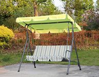 Angel Living Swing Chairs,3 Seated Canopy Swing, Metal Hammock Swinging for Outdoor Garden Patio 169x110x152cm (Green)