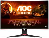 AOC Gaming CQ27G2SE - 27 Inch QHD Monitor, 165Hz, VA, 1ms, FreeSync Premium, Low Input Lag, Shadow Comtrol, Game Modes (2560 x 1440 @ 165Hz, 250 cd/m, HDMI 2.0 x 2 / Display Port 1.2)