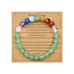 Ayriwoyi 7 Chakra Bracelet for Women Healing Stone Beaded Bracelet Green Aventurine Bracelet Spiritual Bracelet Jewelry Gifts for Mom