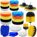 Yumzeco 25 Pcs Car Polish Kit Car Cleaning Kit with Polishing Pads,Drill Brushes for Cleaning,Car Wash Mitt Microfiber Car Cleaning Cloths, Car Sponge Wool Pads Wax Polish for Car Polisher And Buffers