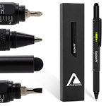 Auners - Metal Multi Tool Pen - Ballpoint Stylus Ruler Spirit Level Screwdriver - Christmas Gifts for Men Him Father Dad Friend Stocking Filler Presents - Power Tool Box Kit