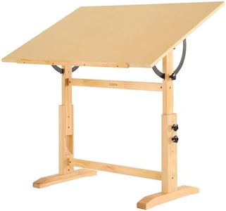 VISWIN 30" x 42" Extra-Large Artist Drafting Table, Adjustable Height & Angle, Solid Pine Wood Drawing Table, Art Table for Adults, Tilts Flat, Craft Table for Painting, Writing, Reading