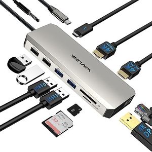 WAVLINK USB-C Hub Triple Monitor - 12-in-1 Laptop Docking Station, Multiport Adapter with Dual 4K HDMI, 4K DP, 100W PD in, 5Gbps USB3.0, USB2.0, RJ45, SD/TF Slots, Audio/Mic（ MacBook/Dell/HP/Lenovo）