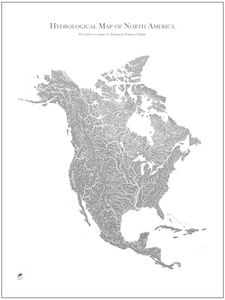 Muir Way Hydrological River Map of North America - Watershed Topographic Wall Art for Home, Office, or Travel Decor - Unframed Flat Paper Print, 40x54