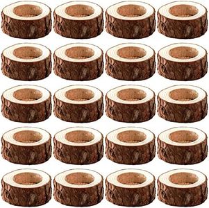 Lawei 20 Pack Wooden Tealight Candle Holder, Wood Votive Tealight Holder Tealight Candlestick for Wedding Party Birthday Holiday Decoration