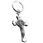 Lulala Silver Jesus Cross Crucifix Charm Metal Keychain Car Key Ring Key Holder Religious Gift Jewelry Holy Article (Cross)