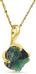 Natural raw emerald chain pendant n