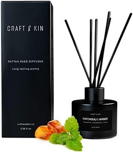 Reed Diffusers for Home Fragrance, Black Reed Diffuser Set, Oil Diffuser Sticks, Mens Reed Diffusers for Home, Patchouli Reed Diffuser Masculine Scent, Reed Diffuser for Men, Patchouli & Amber