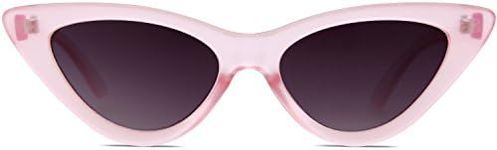 SOJOS Retro Vintage Narrow Cat Eye Sunglasses for Women Clout Goggles Plastic Frame SJ2044 with Crystal Pink Frame/Grey Lens