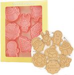 Skytail 8 pcs Christmas Cookie Cutters with Stamps Set, Xmas Cookie Plunger Mold, 3D Pressable Biscuit Cutters, Gingerbread Man/Christmas Tree/Snowman/Reindeer/Santa, Embossed Pastry Cutters Baking.