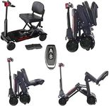 Automatic Folding Mobility Scooter, 26 KG Lightweight, Auto Folding Travel Scooter, Mobility Chair, Magnetic Brakes, Aluminium Frame, 180W Brushless Motor, Arm Rest, 20 KM Removable Battery, Remote