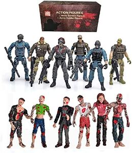 Ai-Fun 12PCS Action Figures Set, Special Force Soldier Figures, Fighting with Zombie Walking Dead and Mercenary Figures Action Figures for Kids (Zombie and Mercenary)