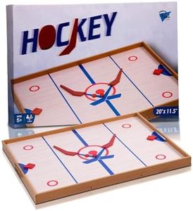 Point Games Small Tabletop Slap Shot Hockey Game, Super Durable Wooden Board with 2 Sticks and 5 Pucks, Great Family Game for Ages 5+
