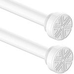 2PCS Curtain Rods Extendable Shower Curtain Rail No Drilling Shower Curtain Rail Stainless Steel Shower Rod No Rust for Bathroom, Bathtub, Doorway, Garderobe 112-200CM/44.09-78.74Inch Solid White