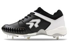 Ringor Flite Metal Softball Spikes with Pitching Toe for Women | Performance, Durability, and Superior Traction | Designed for Female Athletes, Black/White, 11