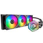 Cooler Master MasterLiquid Atmos 360 Black CPU Liquid Cooler - AIO Water Cooling System, Dual Chamber Pump, Pre-Installed Sickleflow 120 Edge Fans, Addressable Gen 2 RGB, LGA1700 & AM5 Brackets