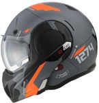 VPR F242 P/J Reverse Flip-Up Motorcycle Helmet - Double Visor Modular Jet Crash Helmet for Racing Sports Touring - Road Legal ECE22.05/22.06 Approved Motorbike Helmets (Verto Matt Grey/Orange,L)