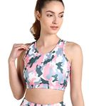 Rock Paper Scissors Women's Microfiber Non Padded Wire Free Sports Bra (ONSWG-SPORTSBRA-PINKCAMO-M_Multicolor_M)