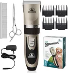 Pet Union Professional Dog Grooming Kit - Rechargeable, Cordless Pet Grooming Clippers & Complete Set of Dog Grooming Tools. Low Noise & Suitable for Dogs, Cats and Other Pets (Gold)