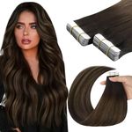 YoungSee Balayage Tape in Hair Extensions Darkest Brown Ombre Meidum Brown Tape in Extensions Human Hair Extensions Balayage Tape ins Hair Extensions Balayage 14In 50G 20Pcs