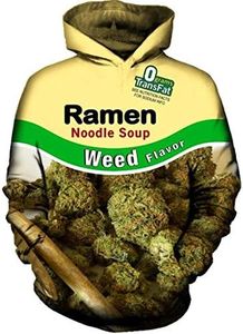 JOOCAR Unisex Hoodies 3D Realistic Print Funny Ramen Noodle Soup Weed Flavor Pullover Hooded, 17, XX-Large-3X-Large