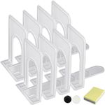 Book Ends-DARUITE Metal Bookends, Non-Skid Book Stand, Book Holder for Heavy Books, Book Ends for Shelves, Home, Office Desk, Kitchen (4 Pairs, 6.7 x 4.9 x 5.8 in, White)