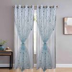 JVIN FAB Cotton Curtain, 7 Ft, Blue, Sky, Pooja Room/Living Room/Dining Hall/Hotel/Bedroom/Kid Room/Kitchen 2 Pieces, Floral,Blackout