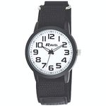 Ravel - Men's Modern Workwear Watch with Easy-Fasten Strap - Black/White Dial/Black Strap