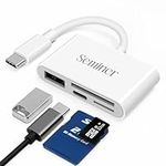 USB C SD Card Reader, Seminer 4 in 1 USB-C to Camera Memory Card Adapter with Charging Port, Micro SD TF Memory Card Reader Compatible with MacBook, iPad, Samsung, Android, Camera, iMac