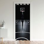 Basketball Court Door Curtain for Doorway Privacy 52"x80" Basketball Closet Door Cover Curtain Basketball Sports Room Curtain Gamine Sports Room Divider Curtain Cover Black White Window Treatments