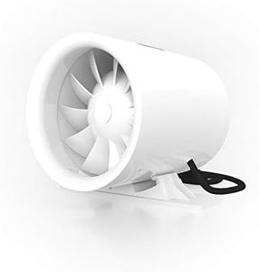 TerraBloom 6" Silent Inline Duct Fan, 26W, 188 CFM, Quiet Mixed-Flow Energy Efficient Blower for Air Circulation in Ducting, Vents, Grow Tents