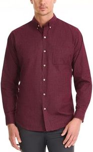 Van Heusen Men's Wrinkle Free Long Sleeve Button Down Shirt, Port Red, Medium