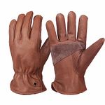 NBLEAGLO Leather gardening gloves for Men and women, Thorn proof Safety Leather Work Gloves for Garden,Construction Heavy Duty Work (Brown, Large)