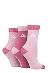 SockShop Storm Bloc Ladies Poly Blend Cushioned Boot Socks Pack of 3 Pink/Cream 4-8