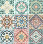 Self Adhesive Wall Tiles Stickers-18 PCS Moroccan Mosaic Style Kitchen Wall Art Decor Traditional Vintage Design- Bathroom backsplash Kitchen splashbacks Peel and Stick Transfer Covers(Modern 4 inch)