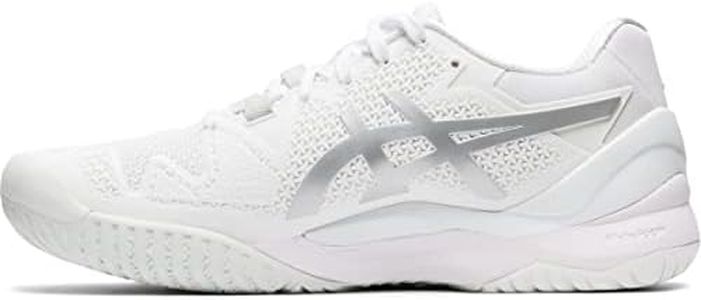 ASICS Women's GEL-RESOLUTION 8 Tennis Shoes, 9H, White/Pure Silver