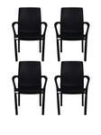 PETALS Atlantis Plastic Chairs | Plastic Arm Chair for Home and Garden | Bearing Capacity Upto 150kgs (Black) (Set of 4)