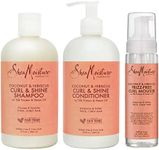 SheaMoisture Curl and Shine Shampoo and Conditioner, and Hair Mousse For Curly, Frizzy Hair Coconut and Hibiscus Sulfate Free Shampoo and Conditioner, Anti-Frizz Hair Products