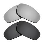 2 Sets Anti-scratch Replacement Lenses for Oakley Wiretap XL Polarized - Black & Silver Mirrored