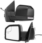 Power Heated Tow Mirrors Compatible with 2015 2016 2017 2018 2019 2020 Ford F150, Trailer Towing Side Mirrors w/LED Turn Signal & Ambient Temp Sensor(for 2019+), Carbon Fiber Grey Housing