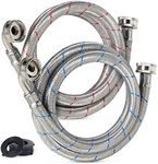 Built Industrial 2 Pack Universal Washing Machine Hoses with 90 Degree Elbow Connection, Stainless Steel Rust and Burst Protection (4 Feet)