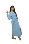 Topline Selections Bamboo Terry Turkish Bathrobe Unisex (Men/Women) Made in Turkey (Small/Medium, Blue)