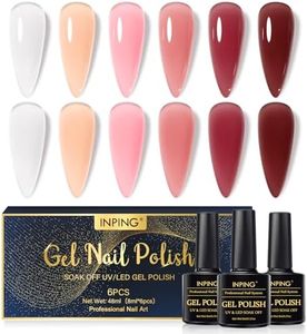 INPING Esmaltes Semipermanentes de Uñas en Gel, 6 Colores Claro Lechoso Blanco Rosa Pintauñas Semipermanentes, Kit de Esmaltes de Uñas Crystal Jelly Soak Off UV LED, 8ML