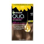 Garnier Olia 6.0 Light Brown, oil-powered, no-ammonia. 100% grey coverage. Luminous, long-lasting, vibrant light brown hair color with incredible shine and softness.