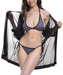 Xs and Os Women's Robe with Bikini Bra Panty Lingerie Set (Free Size, Black, Grey)