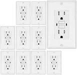 GFCI Outlet 15 Amp, Self-Test GFI Electrical Outlet with LED Indicator, Weather & Tamper Resistant GFCI Outlets Receptacle, Ground Fault Circuit Interrupters w/Wall Plate & Screws, UL Listed, 10 Pack