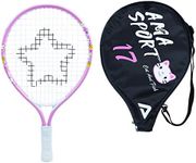 Kids Tennis Racket for Junior Toddlers Starter Kit 17" Pink for Girl Toddlers with Shoulder Strap Bag (Baby Pink, 17)